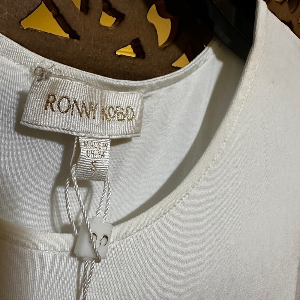 NWT Ronny Kobo Women's White Tamara Jersey Lace-up Slit Dress sz small reg $480 - Picture 6 of 7
